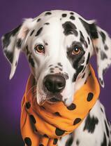Далматинец в оранжевом платке