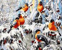 Стая снегирей