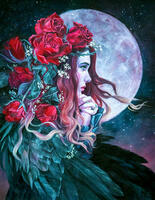 Без бренда «Девушка с розами в волосах на фоне луны» в Севастополе в интернет-магазине Без бренда «Девушка с розами в волосах на фоне луны» в Севастополе