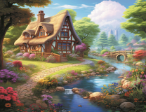 Милый домик у небольшой речушки