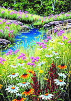 Нежные цветочки возле небольшой реки