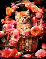 Без бренда «Рыжий котенок в корзине с цветами» в Севастополе в интернет-магазине  Без бренда «Рыжий котенок в корзине с цветами» в Севастополе