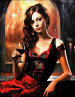 Без бренда «Обворожительная брюнетка с бокалом красного вина» в Севастополе в интернет-магазине  Без бренда «Обворожительная брюнетка с бокалом красного вина» в Севастополе