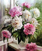 Без бренда «Пионы в прозрачной вазе у окна» в Севастополе